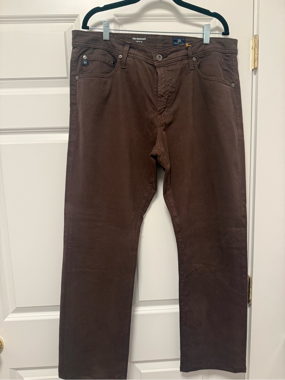 AG Graduate SUD Pant Dark Brown Sueded Sateen Tailored Leg Pant